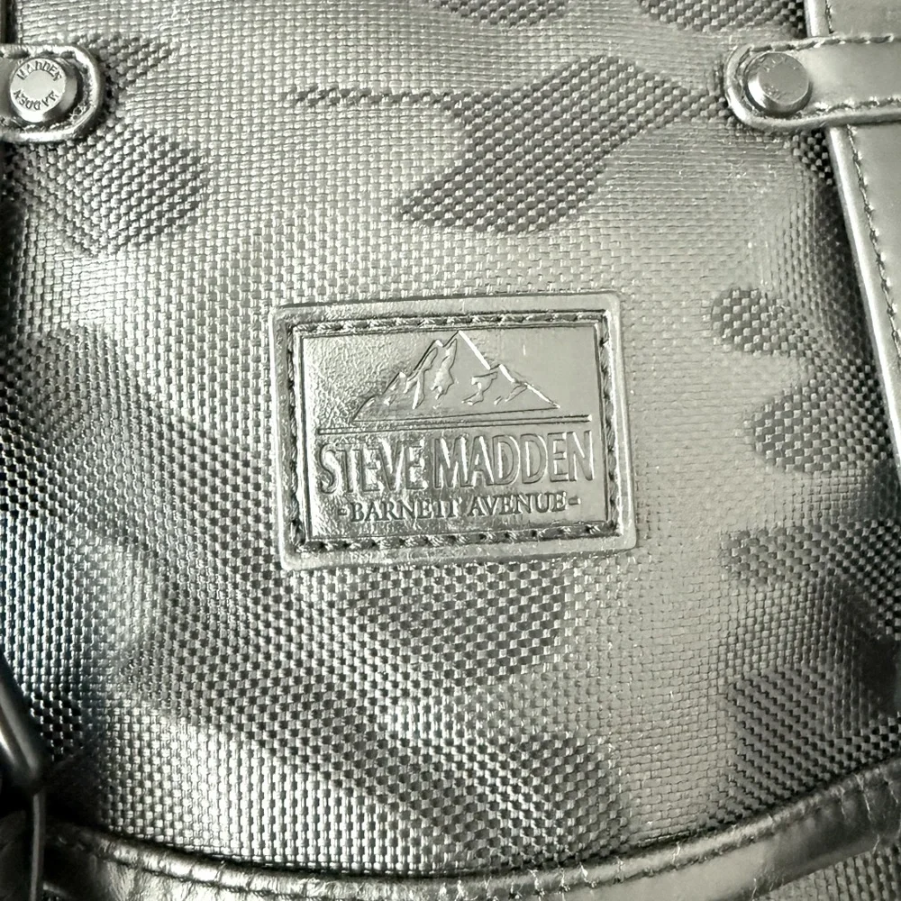 Steve Madden Black Durable Canvas Backpack with Adjustable Straps